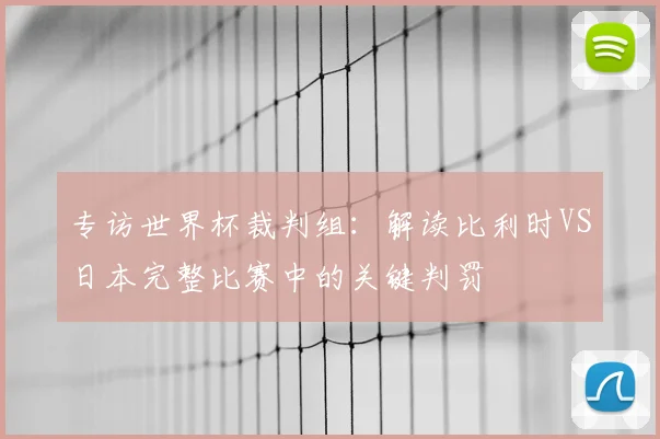 专访世界杯裁判组：解读比利时VS日本完整比赛中的关键判罚